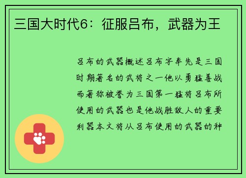 三国大时代6：征服吕布，武器为王