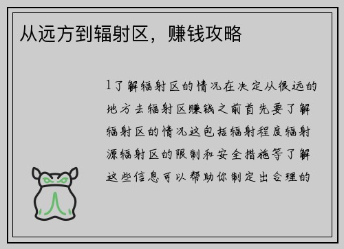 从远方到辐射区，赚钱攻略